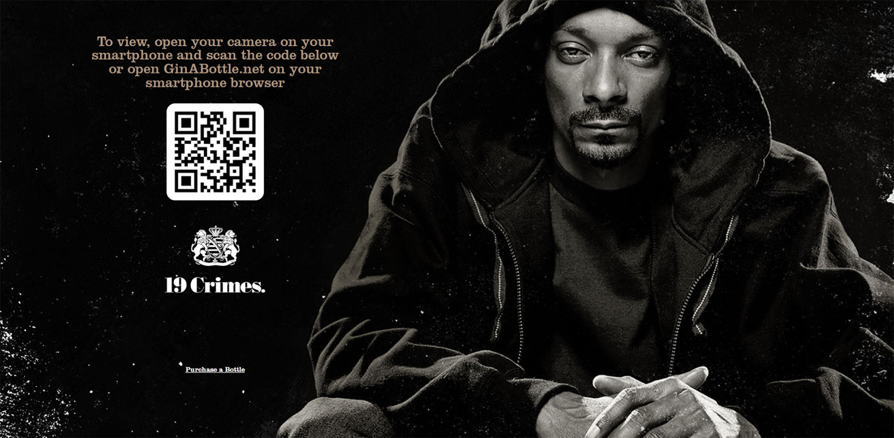 Snoop Dogg Cali Gold Augmented Reality experience QR code or go to ginabottle.net