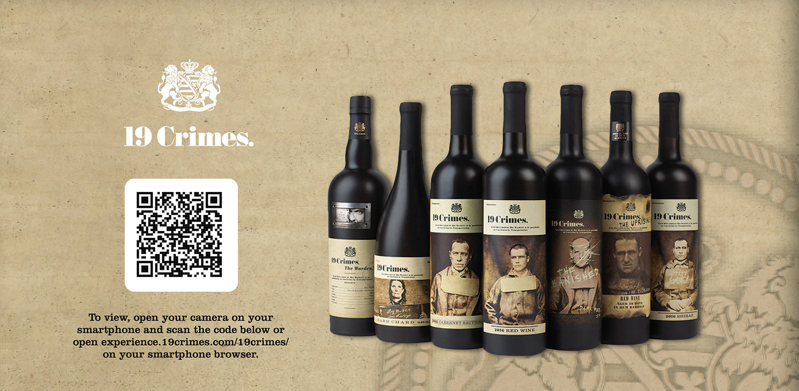 go to experience.19crimes.com/shiraz on your smartphone browser
