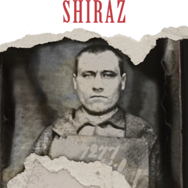 19 Crimes Shiraz wine label with old ripped photo of James Kieley