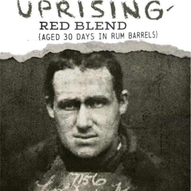 19 Crimes Uprising wine label with old ripped photo of Cornelius Dwyer Kane